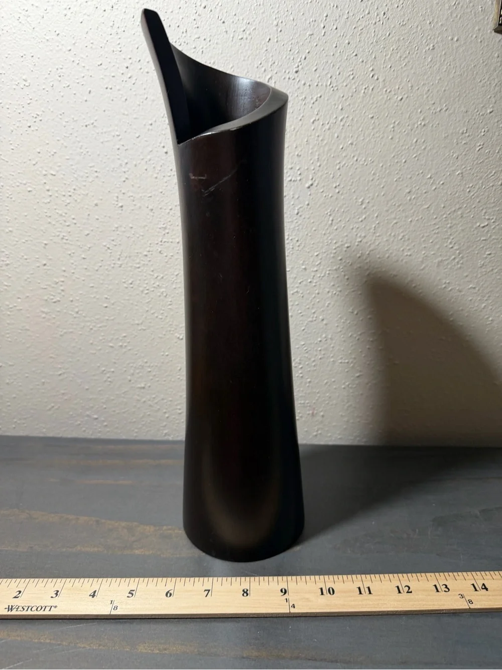 Source Unknown Dark Brown Sculptural Wooden Vase